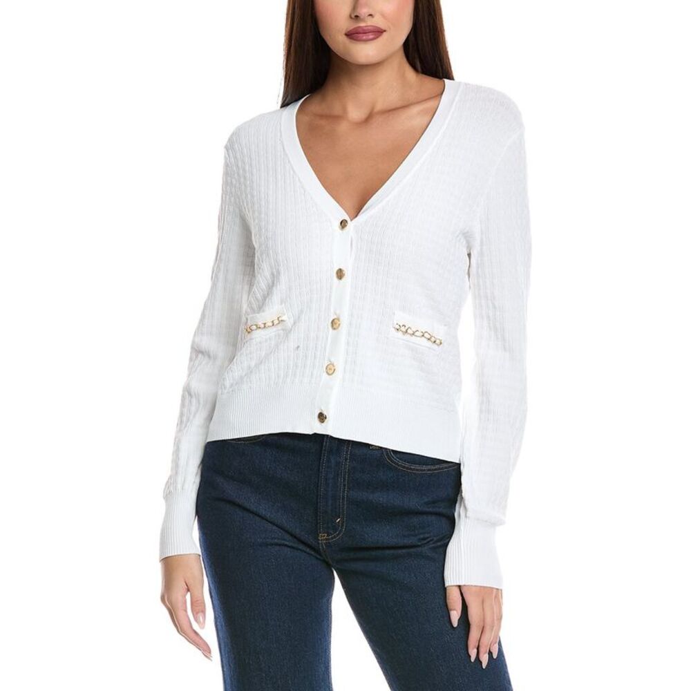 Elie Tahari Womens  The Oaklee Cardigan Sweater, White